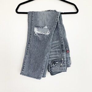 Urban Outfitters BDG Slim Straight Button Fly Black Distressed Jeans Size 26